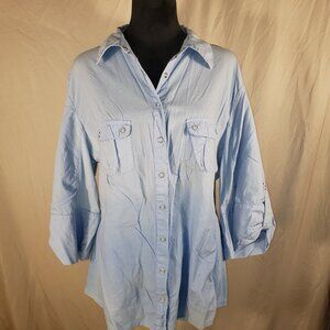 Style & Co Light Blue Three Quarter Sleeve Shirt Size 18